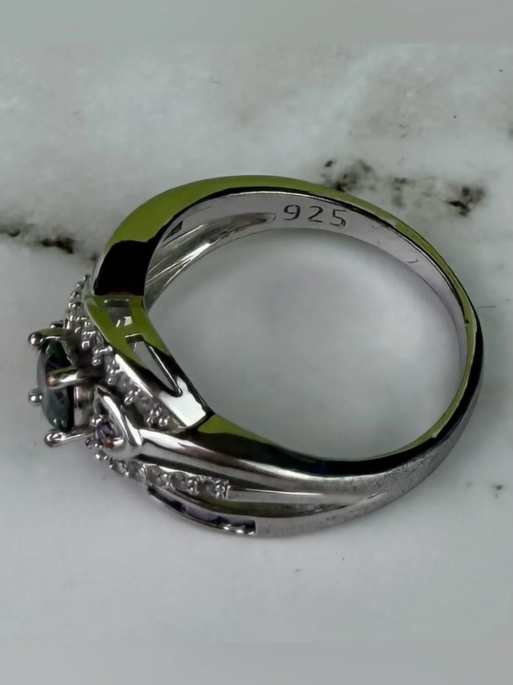 925 Sterling Silver Mystic Fire Topaz Amethyst Bypass Heart Ring – Size 8